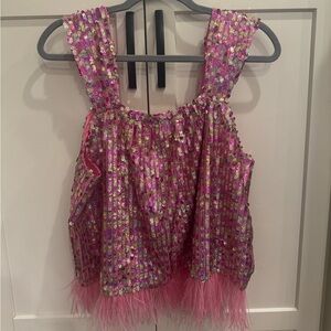 QUEEN OF SPARKLES Pink Sequin Top